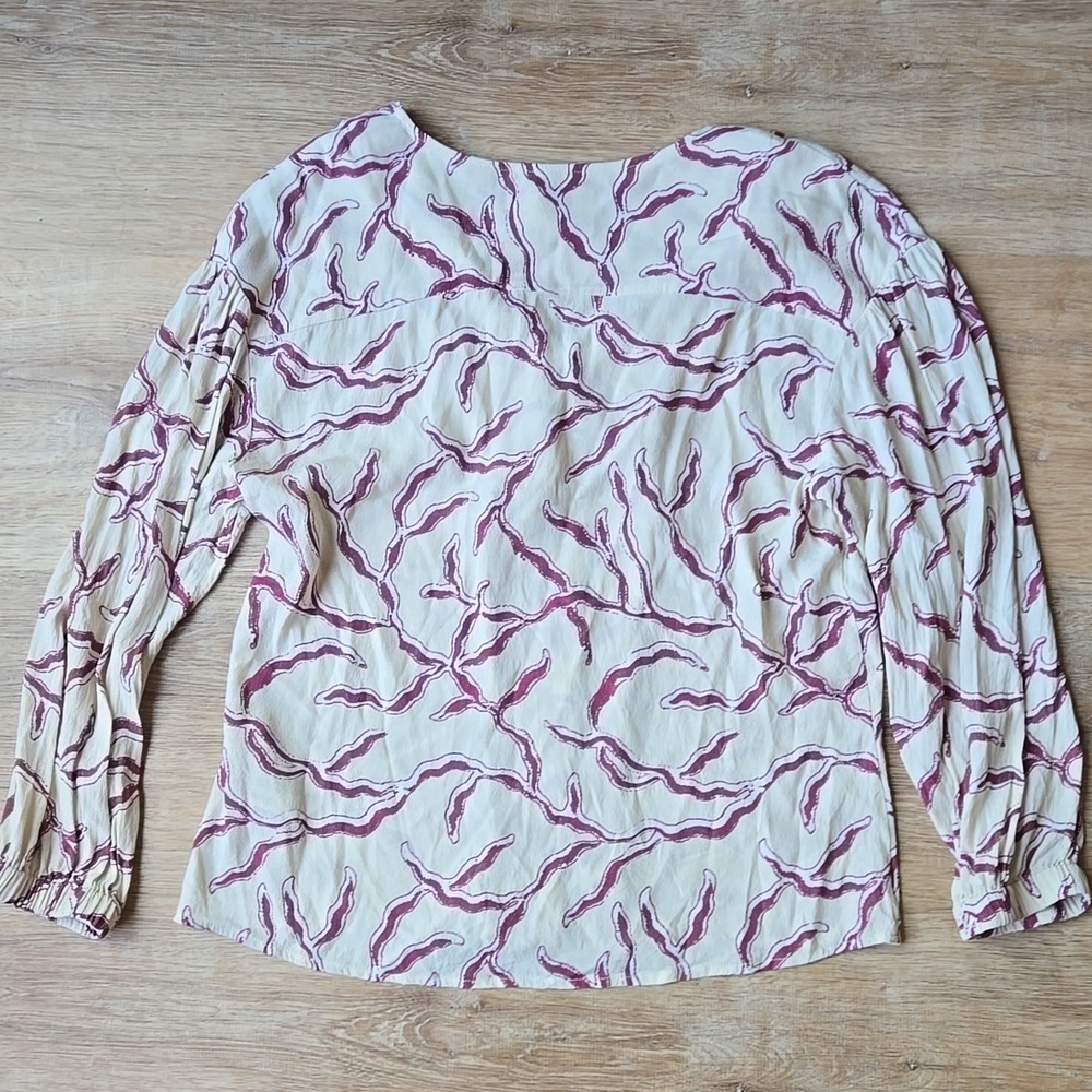 ba&sh Clea Printed Crepe Blouse Sz 2 - Picture 10 of 11
